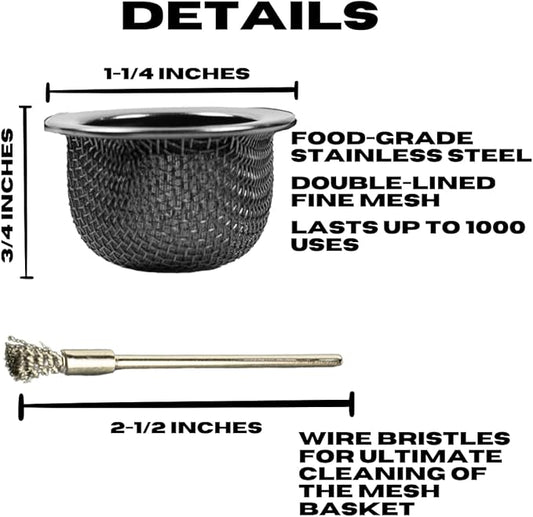 Cocktail Smoker Replacement Mesh Basket & Stainless Steel Wire Brush for Cleaning by Smokeshow (1-Pack)