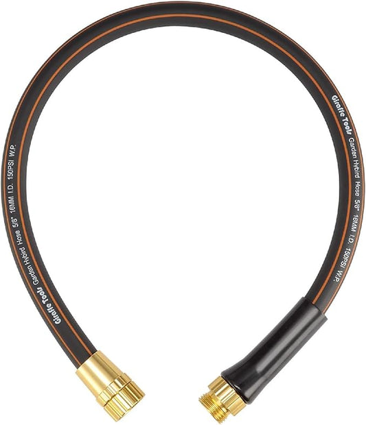 Giraffe Tools Leader Hose 5/8 inch x 2.5ft for Garden, Heavy Duty Water Hose, Flexible & Lightweight Short Hybrid Hose with Bend Protection, Male to Female Fittings