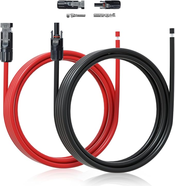 ECO-WORTHY 10FT 10AWG Solar Extension Cable 30A/1000V DC, IP67 Waterproof with Compatible Quick Connectors (Red+Black) for Solar Panels, Controllers, Off-Grid Systems