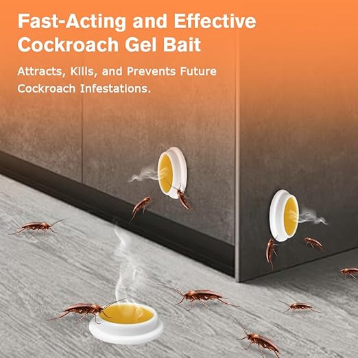 32 Pack Cockroach Gel Bait, Highly Effective Roach Gel Bait Indoor Infestation Solution, Fast Acting Cockroach Killer Indoor Home Kitchen Use, Easy to Apply & No Mess Roach Bait, Long-Lasting