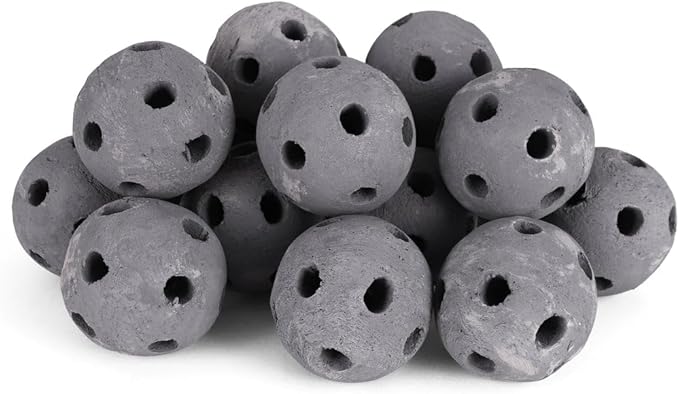Ceramic Fire Balls - Hollow 3" Lava Rock for Fire Pits - Propane & Gas Fire Pits and Fireplace - Ceramic Spheres for Outdoor and Indoor Use - Natural Lava Stones (30 Pack, Grey)
