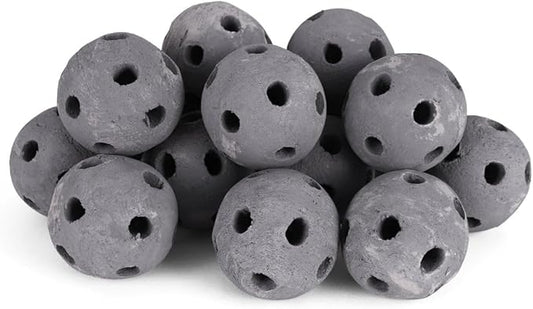 Ceramic Fire Balls - Hollow 3" Lava Rock for Fire Pits - Propane & Gas Fire Pits and Fireplace - Ceramic Spheres for Outdoor and Indoor Use - Natural Lava Stones (30 Pack, Grey)
