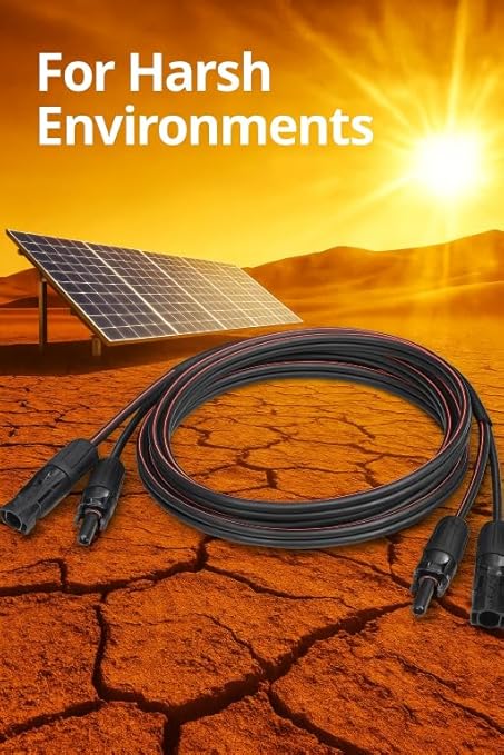 Solar Cable 50 Feet 2x10 AWG Twin Wire Solar Extension Cable, Copper Strand with Female and Male Connectors on Single end, Solar Panel Wire & Adaptor for Home, Shop and RV Solar Panels