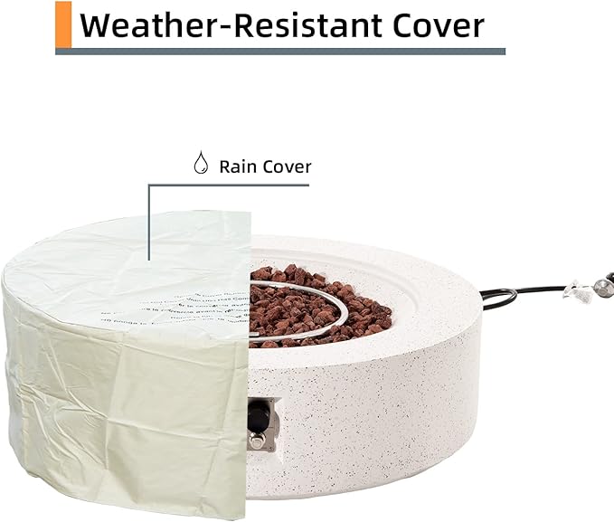 HOMPUS Outdoor Round Propane Fire Pit Table, 41''Fire Table 20lb Tank Cover Table, 50000 BTU Fire Pit w Free Waterproof Cover & Fire Stone for Patio, Garden, Colorful Terrazzo
