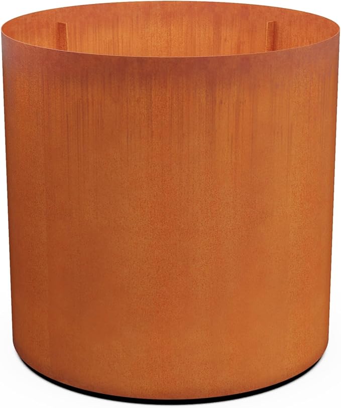 PLANTERCRAFT Corten Steel Metal Planter Box, Round Sizes, Modern Garden Steel planters for Commercial and Residential Outdoor Use.