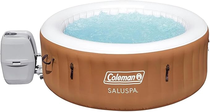 Coleman Ponderosa AirJet 2 to 4 Person Inflatable Hot Tub Round Portable Outdoor Spa with 120 AirJets and EnergySense Energy Saving Cover, Orange