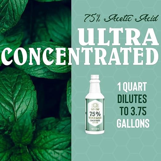 75% Vinegar - 1 Gallon - Concentrated Acetic Acid - All Natural Multipurpose Cleaning Vinegar