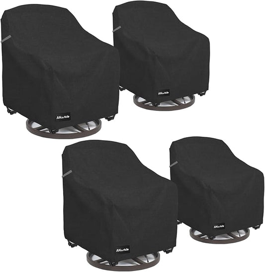 Swivel Patio Chair Cover 4 Pack,600D Waterproof Heavy Duty Outdoor Chair Cover(30 W x 34 D x 36 H inches),Patio Furniture Covers,Outdoor Furniture Covers Waterproof,Black