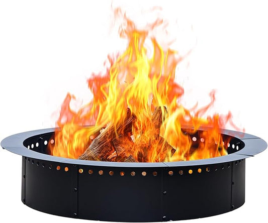 42 inch Outdoor Fire Pit Liner, Round Heavy Duty Fire Pits, Rim Insert Firepit for Outside, DIY Campfire Fireplace