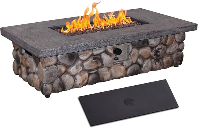 Afterglow Firepits All Terrafab External Gas Tank for Outdoor Use Rectangular 50000 Btu, for Outside Patio Backyard Garden, Gray