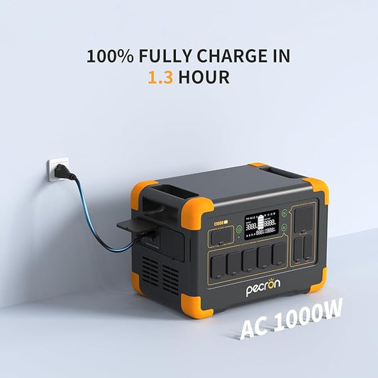 pecron 1800W Solar Generator with Trolley, 1024Wh Portable Power Station LiFePO4 Battery Backup, 100W USB-C Output Solar Generator, Fast Charging for Home Use, Camping, RV, Emergencies