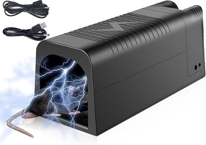 Electric Mouse Trap Zapper,Rechargeable Rat Traps Indoor for Homes,Effective Fast Kill,Reusable Electric Rat Traps Outdoor Mice Rodent Zapper Mouse Trap Killer for Attic Warehouse Kitchen,No Touch