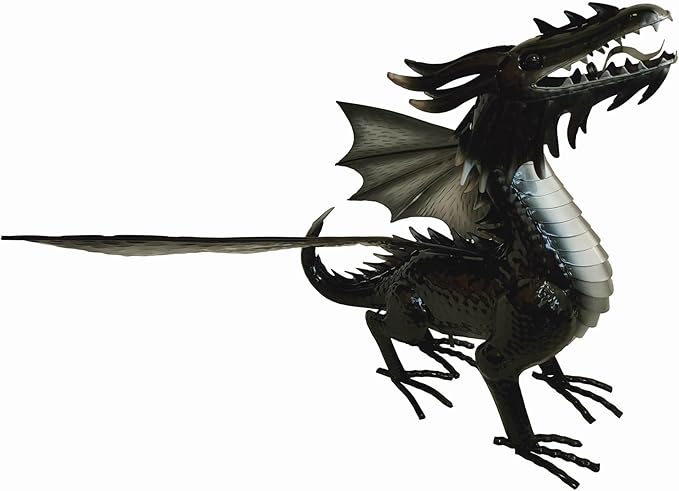 Joyful Home Decorative Black Echo Dragon Garden Sculpture, Design Horned Dragon Winged Gargoyle Dragon– Patio Porch Courtyard Decor-Rockery Topper Statue-Gothic Flying Grotesque Dragon