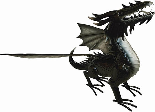 Joyful Home Decorative Black Echo Dragon Garden Sculpture, Design Horned Dragon Winged Gargoyle Dragon– Patio Porch Courtyard Decor-Rockery Topper Statue-Gothic Flying Grotesque Dragon