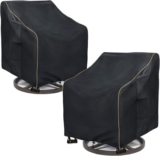 Outdoor Swivel Rocker Chair Cover 2 Pack,Patio Swivel Chair Covers for Outdoor Furniture,Rocking Chair Covers Waterproof (27.5W x 32.5D x 39H Inch) Black