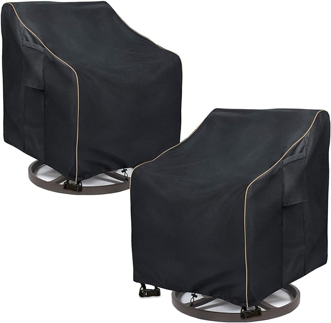 Outdoor Swivel Lounge Chair Cover 2 Pack,100% Waterproof Heavy Duty Outdoor Chair Covers,(33 W x 35 D x 38.5 H inches) Patio Furniture Cover for Swivel Patio Lounge Chair,Black