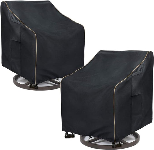 Outdoor Swivel Lounge Chair Cover 2 Pack,100% Waterproof Heavy Duty Outdoor Chair Covers,(33 W x 35 D x 38.5 H inches) Patio Furniture Cover for Swivel Patio Lounge Chair,Black
