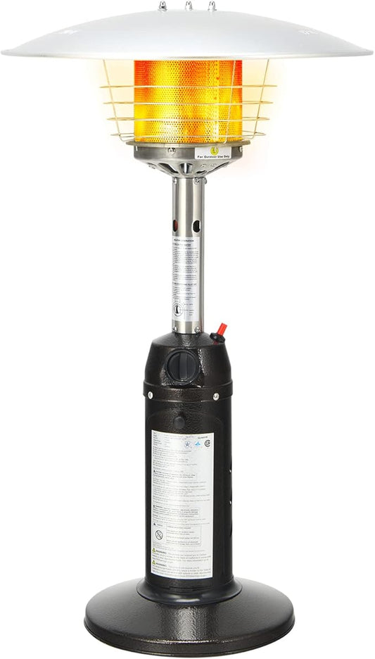 Tangkula Tabletop Propane Patio Heater, 11,000 BTU Portable Outdoor Heater W/Adjustable Flame, Simple Ignition System, Tipping-Over Protection, Ideal for Courtyard, Garden, Patio Restaurant (Black)
