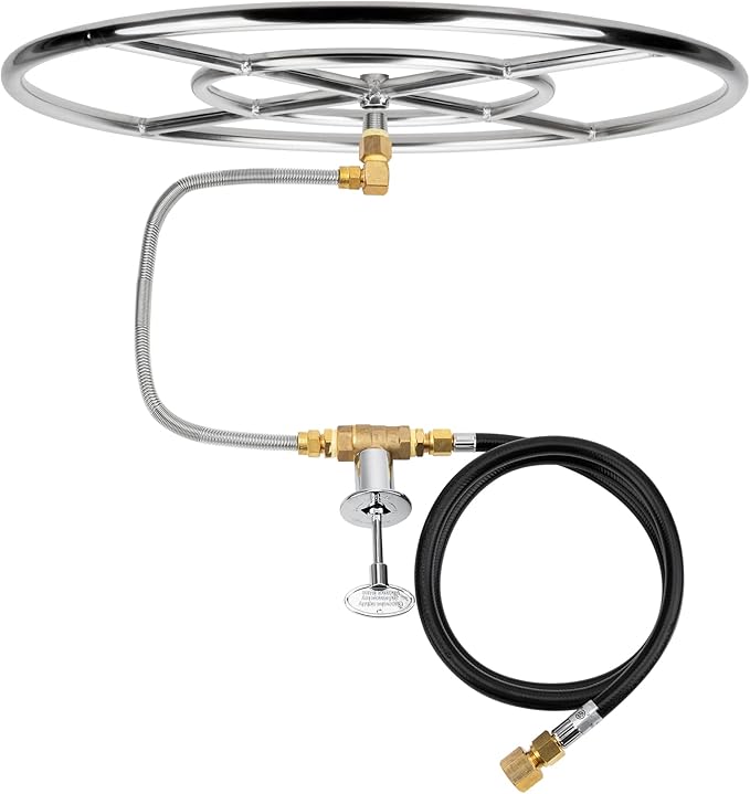 Stanbroil Natural Gas Fire Pit Stainless Steel Burner Ring Installation Kit, 24-inch
