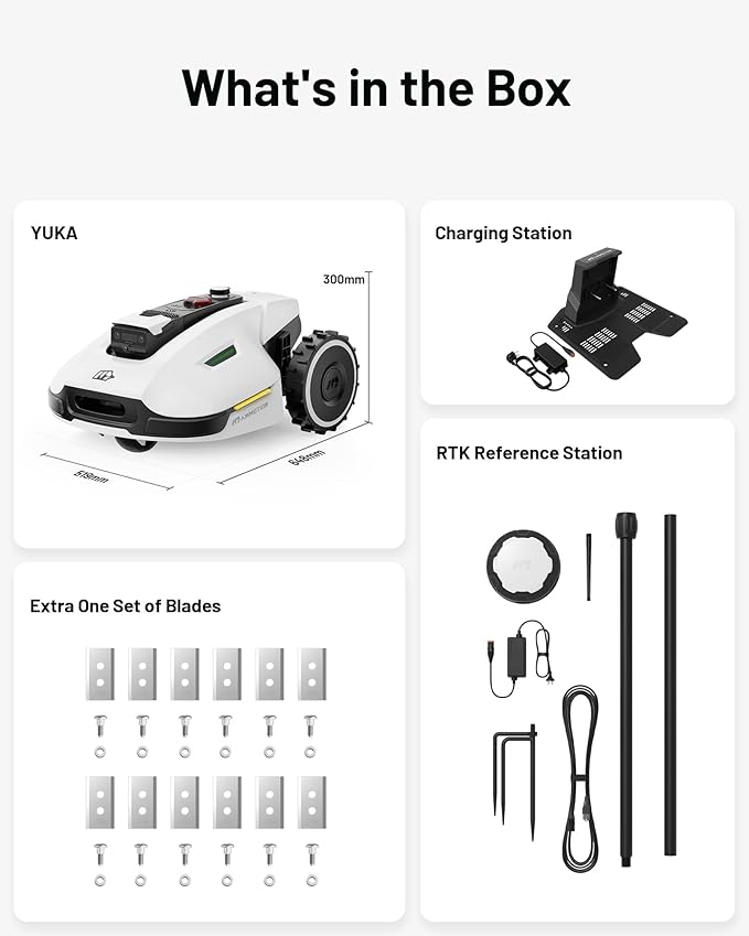 Mammotion YUKA 2000 Robot Lawn Mower with 4G, Reception 0.5 Acre,Max. 0.7 Acre, Ultrasense AI Vision & RTK, Auto Mapping & App Control,45% Slope,Wireless Perimeter,Dual Cutting Discs, 20 Mowing Zones