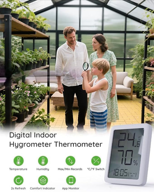 6×4FT Small Greenhouse, Walk in Green Houses for Outside and Garden Planting, Enhanced Aluminum Mini Greenhouse with Electronic Thermometers, Withstands Bad Weather to Protect Vegetable or Plants