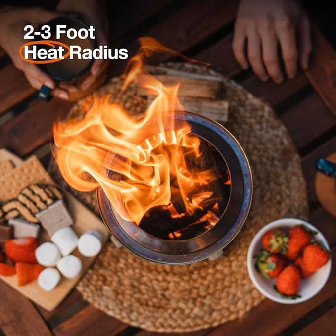 Solo Stove Mesa XL, 7 Inch Tabletop Fire Pit with Stand - Smokeless, Stainless Steel Fire Pit for Camping, Outdoor & Patio- Wood Burning or Pellet Fueled Portable Bonfire, 2.3lbs, Deep Olive