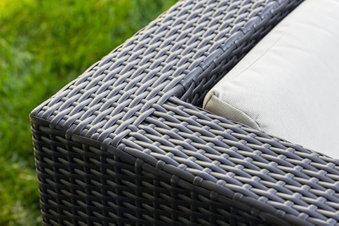 Fully Assembled 11 Piece Ohana Outdoor Patio Furniture Black Wicker Gray Olefin Cover Conversation Set with and 42-inch Propane Gas Fire Table