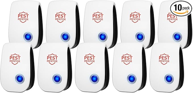Ultrasonic Pest Repellent 10 Packs, Plug-in Ultrasonic Pest Repellent Indoor, Effectively Repel Mosquitoes Mice Flies Cockroaches Insects Spiders Ants, Pest Control for Home Office Kitchen Room