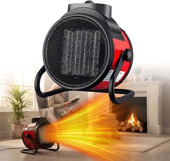 Saker 3000W Powerful Portable Heating Cannon for Outdoor&Indoor Use, PTC Electric Small Space Heater with 90° Adjustable Angle, Fast Heat With Protection for Greenhouse, Garage, Bedroom, Home Office