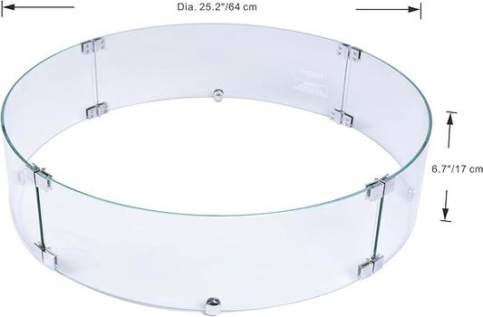 All Fire Table Pit Wind Screens and Stainless Steel Buner Lid from ELEMENTI | ELEMENTI Plus and MODENO (Wind Screens, Round 25.4" WS - 022)