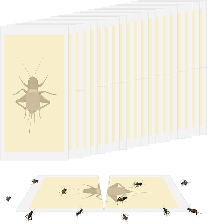 Qualirey Giant Cricket Glue Traps 20Pcs(Tear Into 40Pcs), Non Toxic Adhesive Cricket Catcher Indoor Insect Extra Sticky Trap, for Most Crawling Insects, Spider, Scorpion, Centipede, 11’’ x 5.3’’