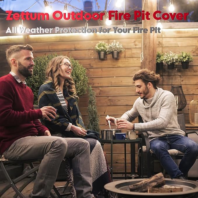 Zettum Fire Pit Cover Rectangular 57 Inch - Outdoor Fire Table Cover Rectangle Heavy Duty & Waterproof, 600D Patio Propane Gas Firepit Cover Rectangular Fade & Weather Resistant - 57 x 22 x 24 Inch