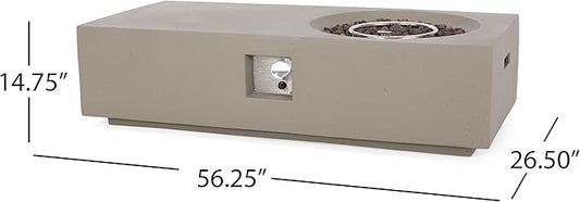 Propane Fire Pit Table, 56 Inch Firepits for Outside, Rectangular Gas Fire Pit for Outside Patio, Propane Fire Table, 50000BTU, Light Grey