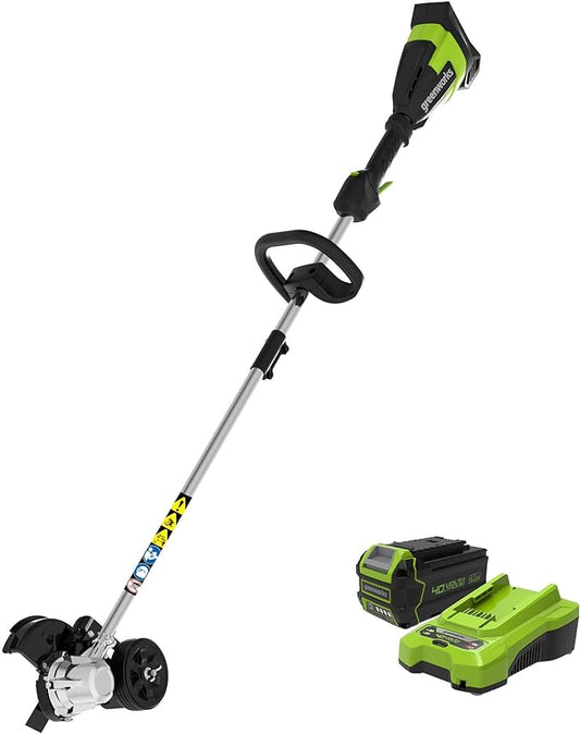Greenworks 40V 8" Brushless Cordless Edger with 4.0Ah Battery & Charger – Tool-Less Depth Adjustment, Lightweight Lawn Edging Tool, 4-Year Warranty