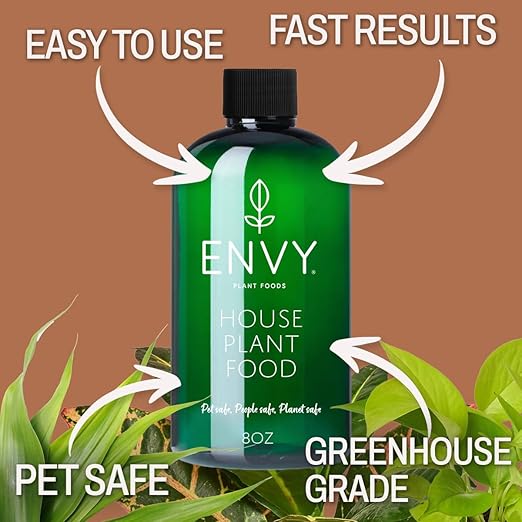 ENVY House Plant Food – Advanced Liquid Fertilizer for Indoor Plants – All-Purpose One-Part Formula for Stronger Roots, Greener Leaves & Faster Growth (8oz)
