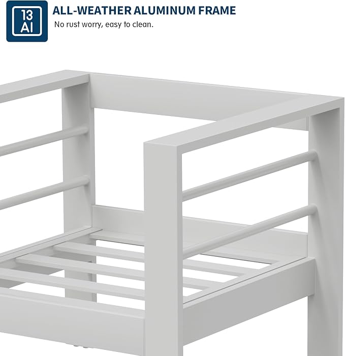 UDPATIO 6 Piece Aluminum Patio Furniture Set with Aluminum Fire Pit Table,Mordern Outdoor Furniture Set with Water-Proof Cover Included,White