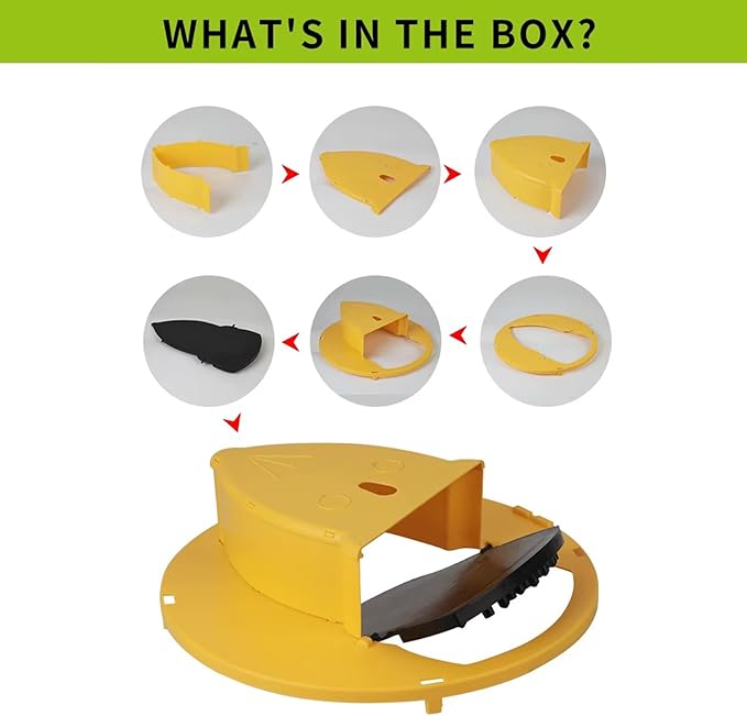 Mouse Trap Bucket Flip Lid, Auto-Reset Multi-Catch Bucket Mouse Trap Lid for 5 Gallon Bucket, Humane Indoor Outdoor Use, Detachable & Sturdy (Yellow)