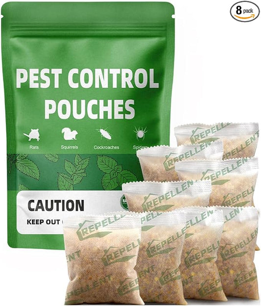 Pest Control, Mice Repellent Indoor, Mouse Repellant Pouches, Rodent Repellent, Peppermint to Repel Ant, Roach & Spider, Rat Deterrent for House, Keep Mice Away, Safe and Easy to Use-8P