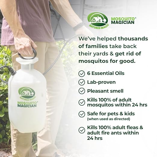 Mosquito Magician Ready to Use Liquid Solution – Kills Mosquitoes, Fleas & Fire Ants – Use with Mosquito Foggers, Sprayers & Misting Systems – Pet & Yard Safe for Lawns, Patios, Outdoors, 1 Gallon