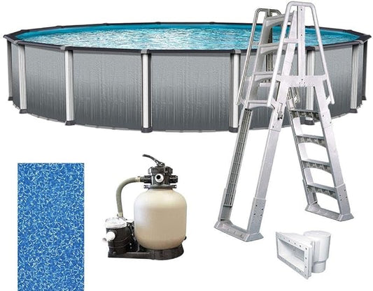 In The Swim 18' Round Above Ground Swimming Pool - Weekender (Premium) Package - Featuring: Sand Filter, Pump System and A-Frame Ladder