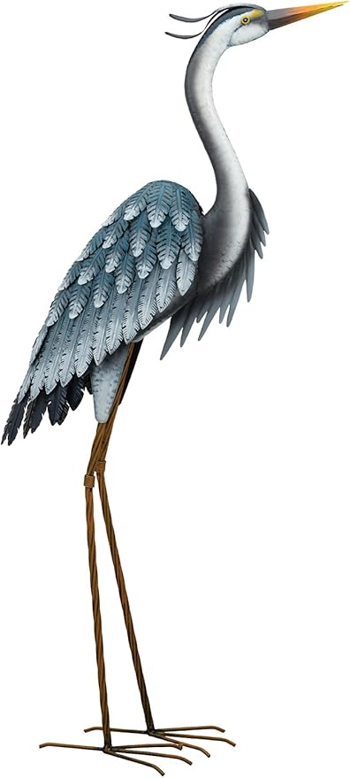 Regal Art & Gift Blue Heron Metal Statue – Indoor Outdoor Decorative Sculpture for Home & Garden Décor, Weather-Resistant Yard Art Figure for Patio, Lawn