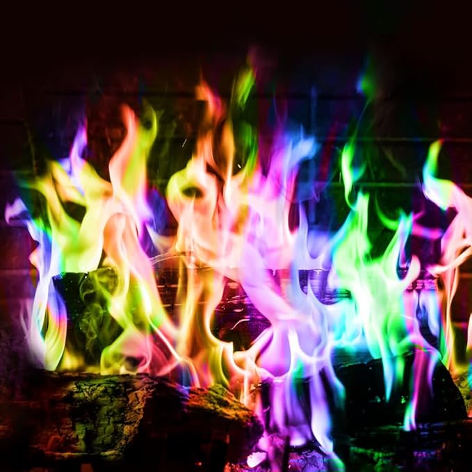 Color Flame Packets - Safe for Indoor & Outdoor Use - 1 Hour Burn for Campfires, Fireplaces, Firepits - No Need to Open Just Drop in (15)