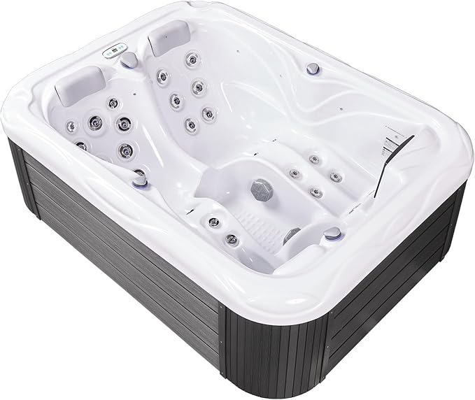Bueno Spa Atlanta 3 - Person 37- Jet Acrylic Hot Tub in Ice White with New Arctic Max Insulation, Ozonator, and Cover in Ice White
