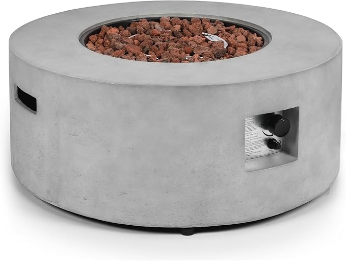 36 Inch Round Fire Pit,Outdoor Propane Fire Pit Table 50000 BTU Modern Gas Firepit Coffee Table & CSA Certification with Lava Rocks/Rain Cover,for Patio Backyard & Deck