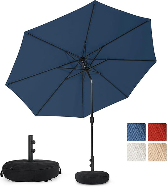 Sundale Outdoor Olefin 5-Year-Non-Fading Patio Umbrella with Sand Bag Umbrella Base, Outdoor Umbrella with Tilt and Crank