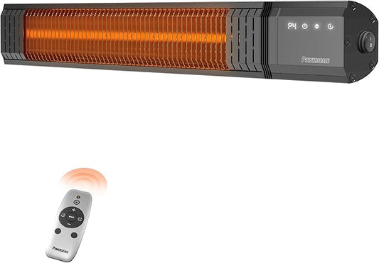PowerScale Outdoor Heaters for Patio Electric, 1500W Infrared Heater, Ceiling & Hanging Patio Heaters for Outdoor Use, P65 Waterproof, 24H Timer&4 Heat Level with Remote for Porch, Garage & Backyard