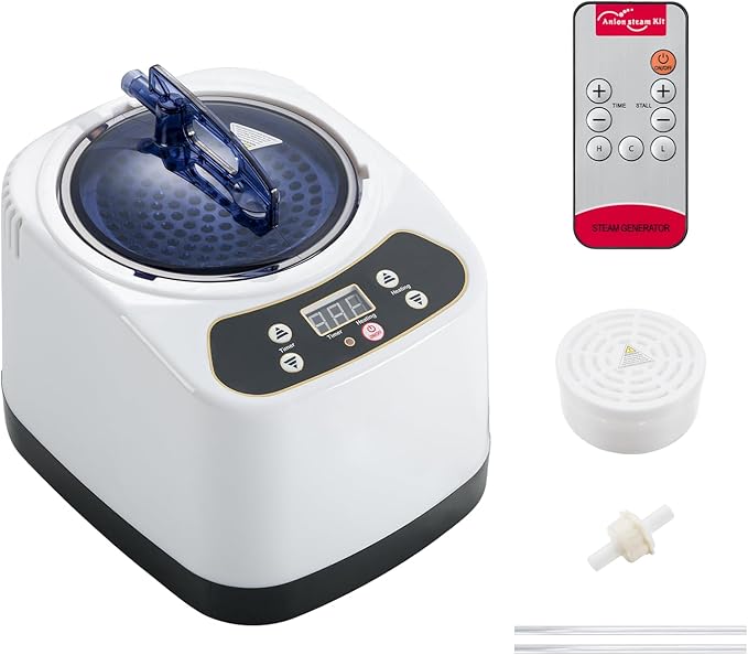 Sauna Steamer, 3L Large Capacity Portable Steam Generator with Remote Control Lightweight Steamer Pot Steam Cup with Timer for Home Steam Saunas