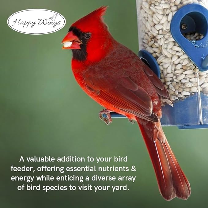 Happy Wings Sunflower Hearts & Chips Bird Food 15 lbs No Mess, No Waste Seed No Grow Formula Ideal for Wild Birds, Finches, Sparrows, and Year-Round Feeding.