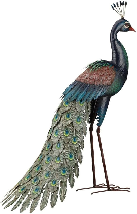 Regal Art & Gift Peacock Metal Statue – Indoor Outdoor Decorative Sculpture for Home & Garden Décor, Weather-Resistant Yard Art Figure for Patio, Lawn, Standing