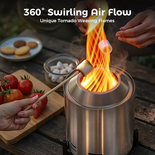 BALI OUTDOORS 6.5 inch Tabletop Fire Pit Round, Stainless Steel Table Top Firepit Small, Outdoor Smokeless Firepit Portable, Silvery